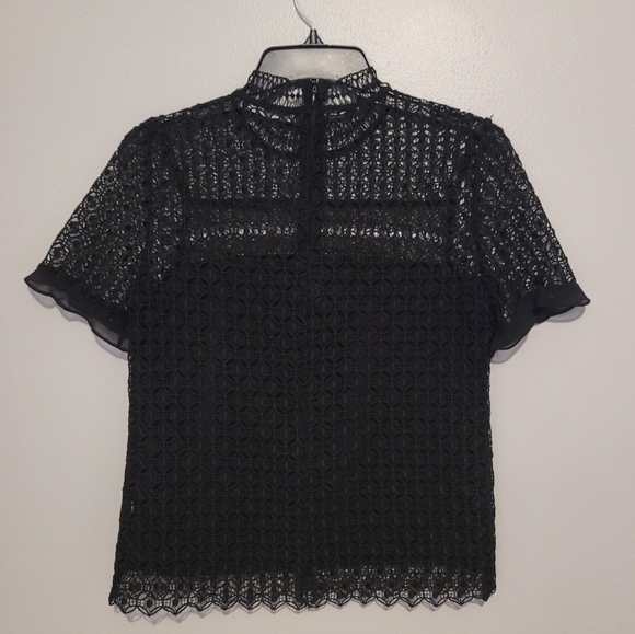 Zara Mock Neck Ruffle Lace Top - Picture 8 of 11